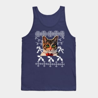 Ugly Christmas sweater with a kitty cat Tank Top